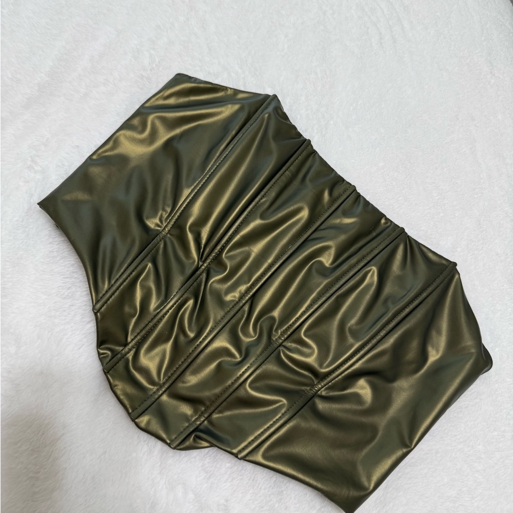 Windsor Olive Green Satin Corset